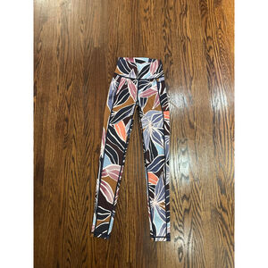 Women's Sweaty Betty Super Sculpt Floral Leggings XXS Dark Blue Brown Pink